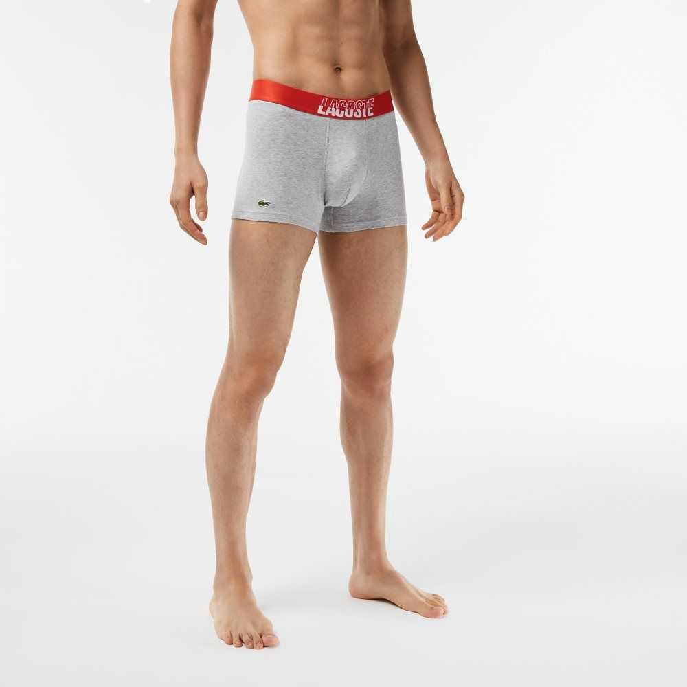 Lacoste 3-Pack Stretch Algodon Printed Trunks Naranjas Gris Blancas | 0916-VABDM