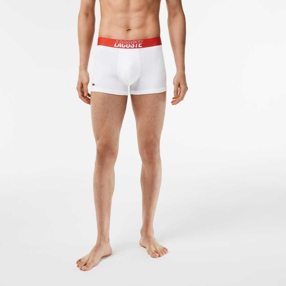 Lacoste 3-Pack Stretch Algodon Printed Trunks Naranjas Gris Blancas | 0916-VABDM