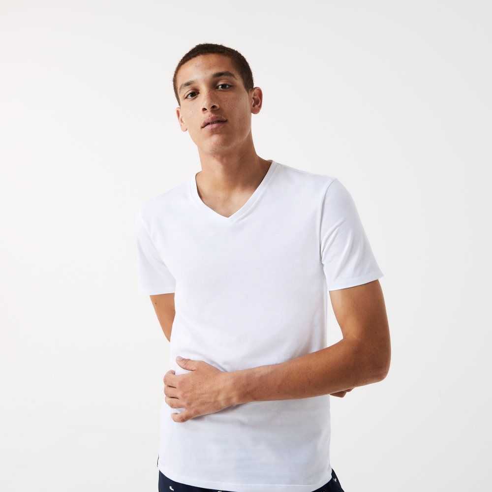 Lacoste 3-Pack of Plain T-Shirts Blancas | 9203-UZDIV