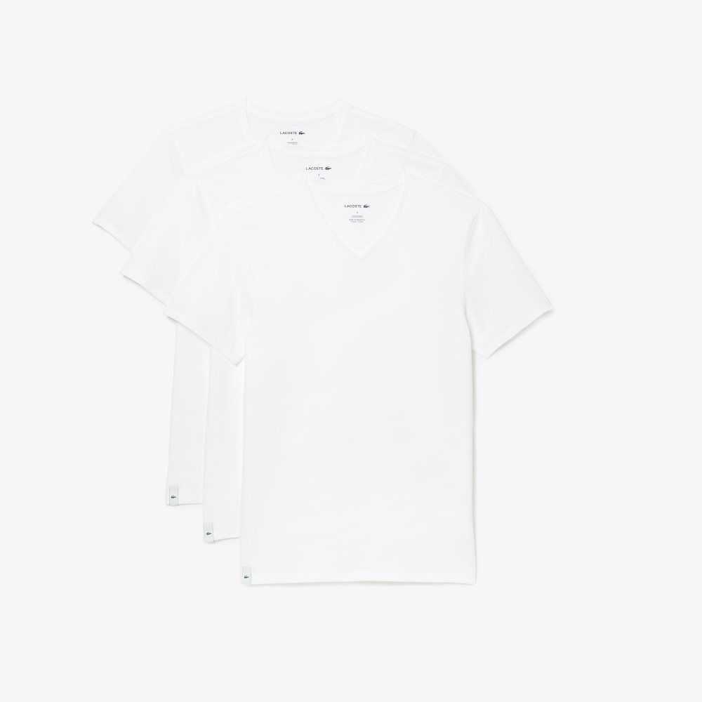 Lacoste 3-Pack of Plain T-Shirts Blancas | 9203-UZDIV