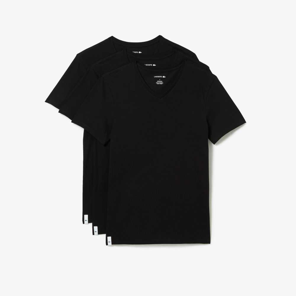 Lacoste 3-Pack of Plain T-Shirts Negras | 9786-TLFZS