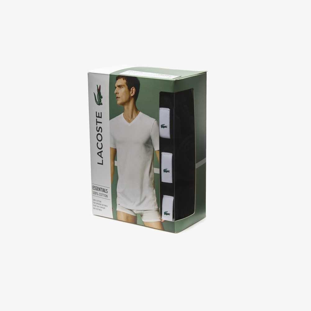 Lacoste 3-Pack of Plain T-Shirts Negras | 9786-TLFZS