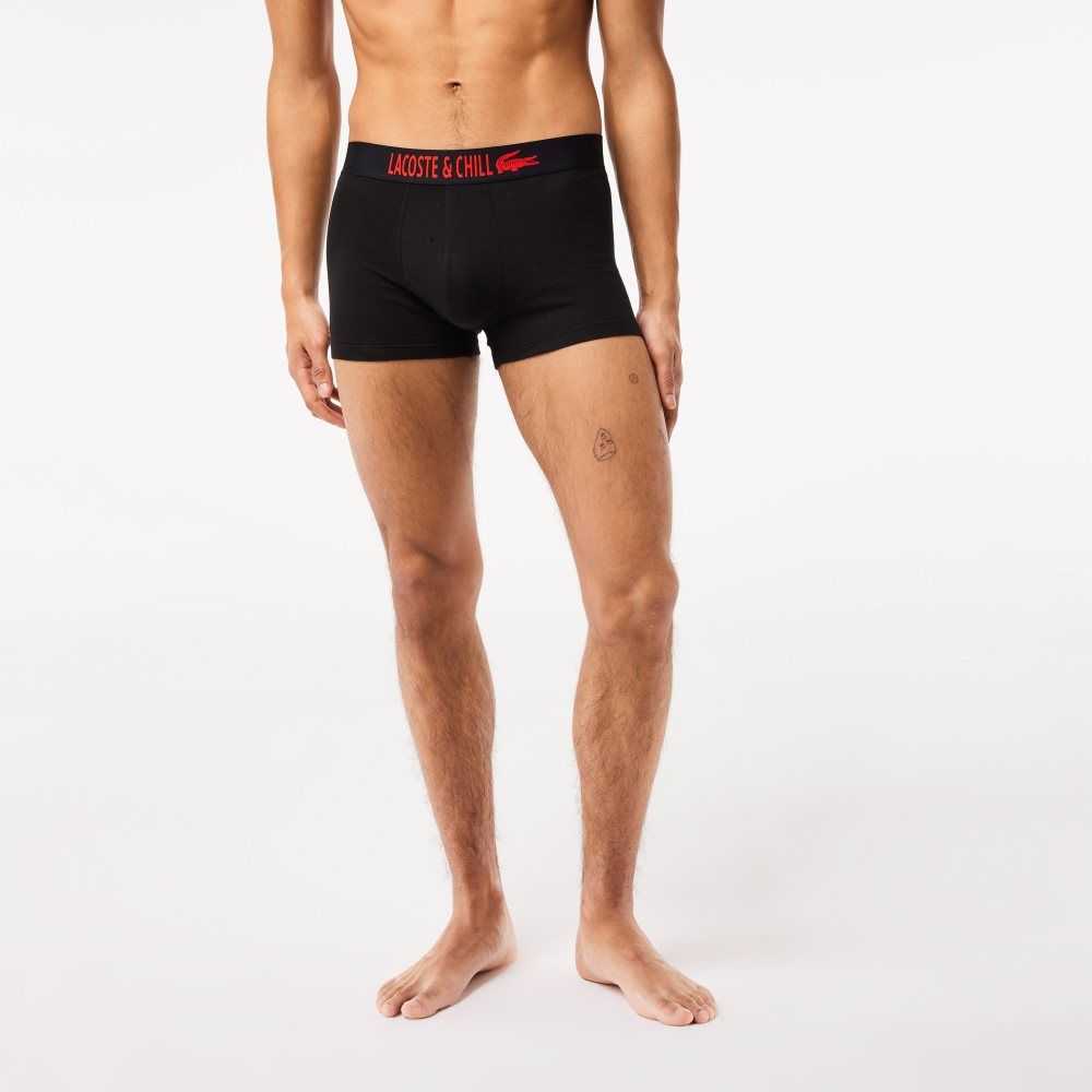 Lacoste 3-Pack x Netflix Jersey Boxers Negras Rojas Blancas | 5742-YAIQB