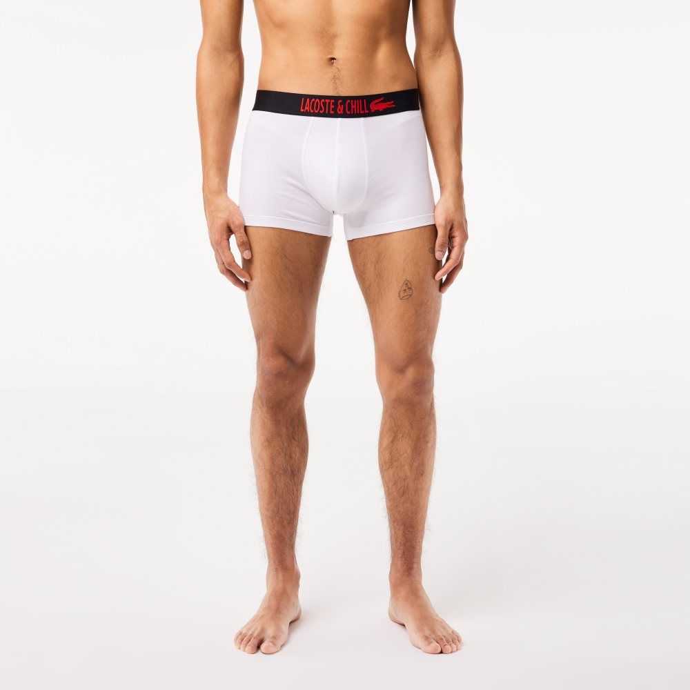 Lacoste 3-Pack x Netflix Jersey Boxers Negras Rojas Blancas | 5742-YAIQB