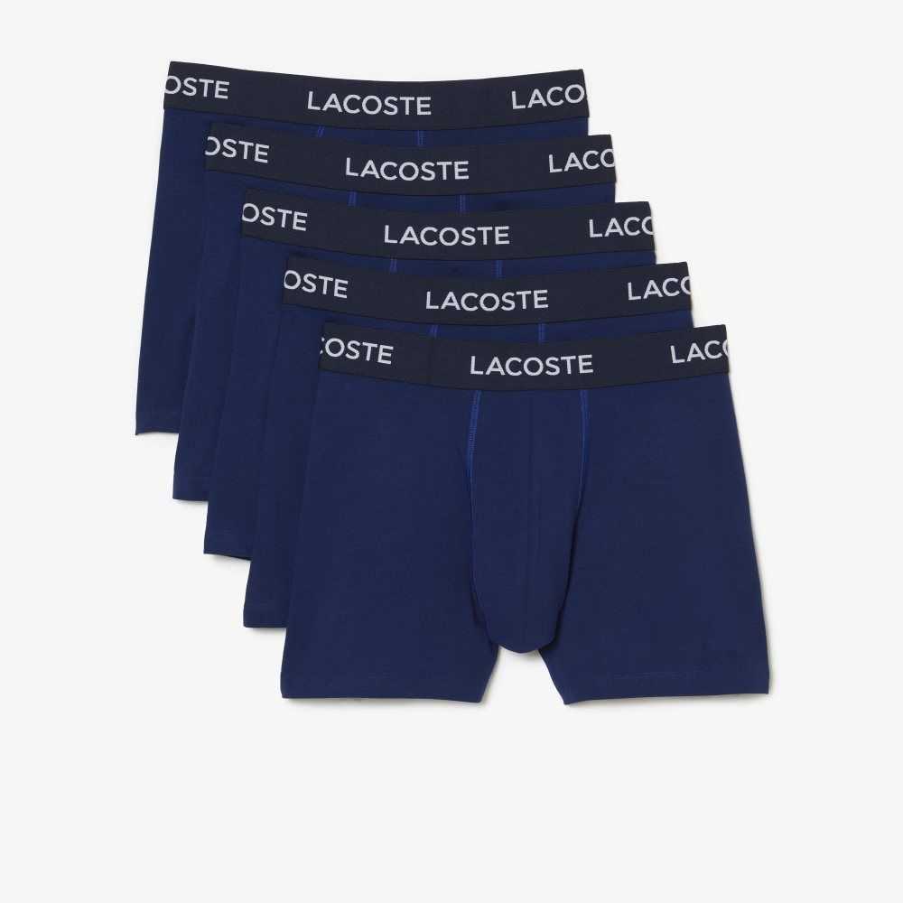 Lacoste 5-Pack Logo Cintura Boxers Azul Marino Azules | 4780-WFYRE