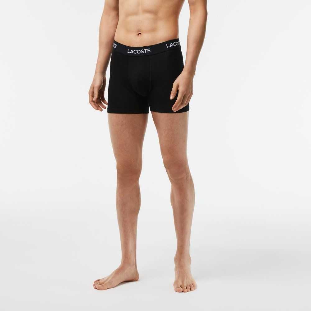 Lacoste 5-Pack Logo Cintura Boxers Negras | 7350-PNQYS