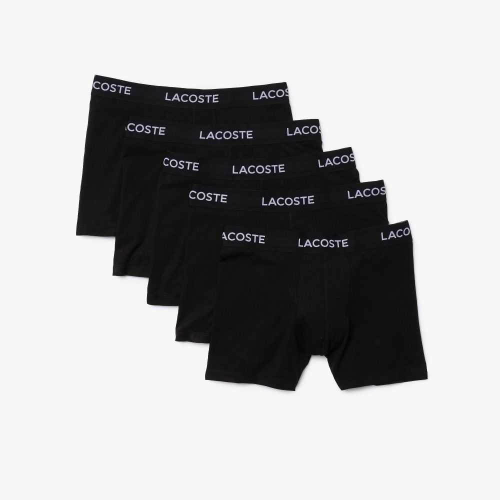 Lacoste 5-Pack Logo Cintura Boxers Negras | 7350-PNQYS