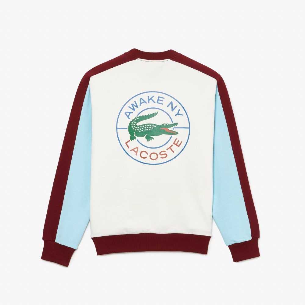 Lacoste AWAKE NY Badge Color-block Algodon Blancas Burdeos | 4318-JIGOT