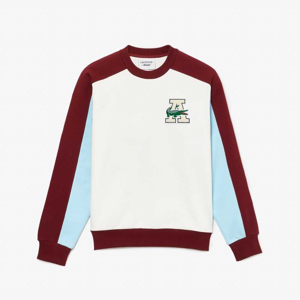 Lacoste AWAKE NY Badge Color-block Algodon Blancas Burdeos | 4318-JIGOT