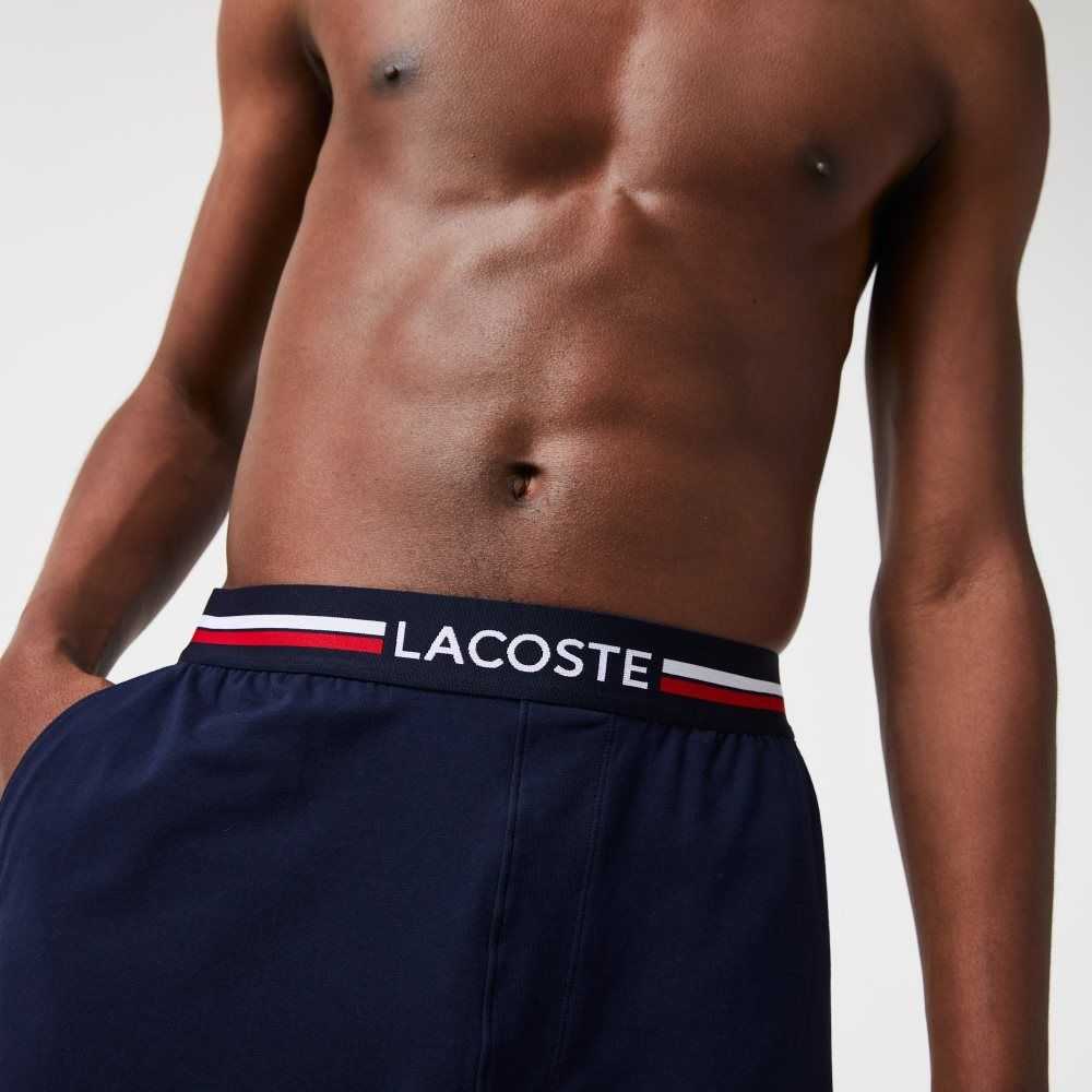 Lacoste A Rayas-Cintura Long Boxer Briefs Azul Marino Azules | 2347-OMYWN