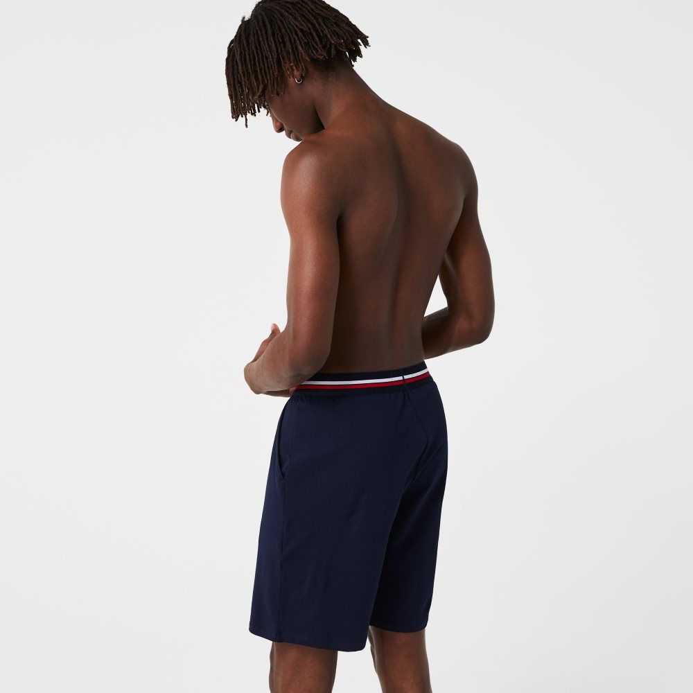 Lacoste A Rayas-Cintura Long Boxer Briefs Azul Marino Azules | 2347-OMYWN