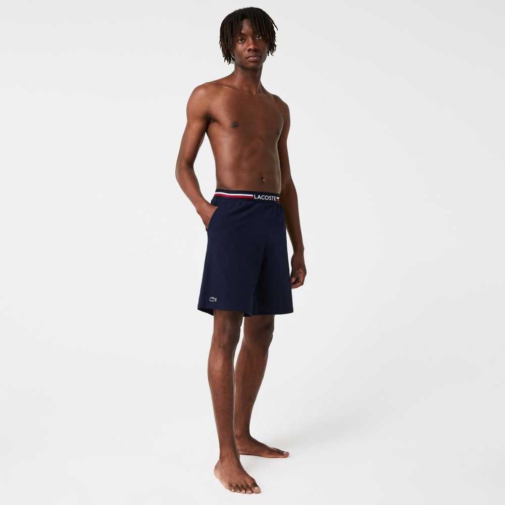 Lacoste A Rayas-Cintura Long Boxer Briefs Azul Marino Azules | 2347-OMYWN