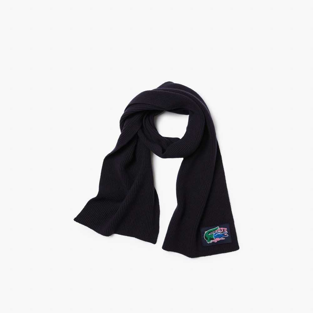 Lacoste Acanalado Lana Beanie And Scarf Gift Set Azul Marino Azules | 0135-BDWIN