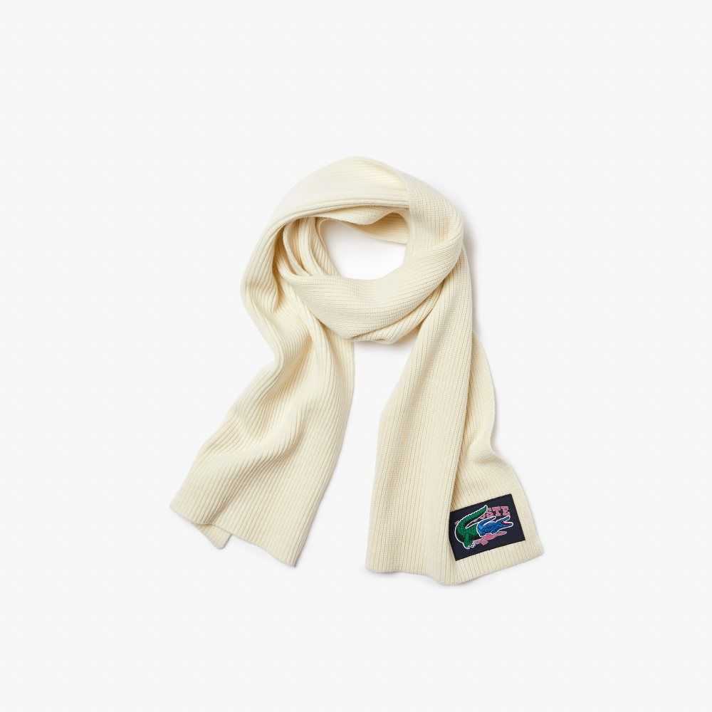 Lacoste Acanalado Lana Beanie And Scarf Gift Set Blancas | 5370-XRBCW