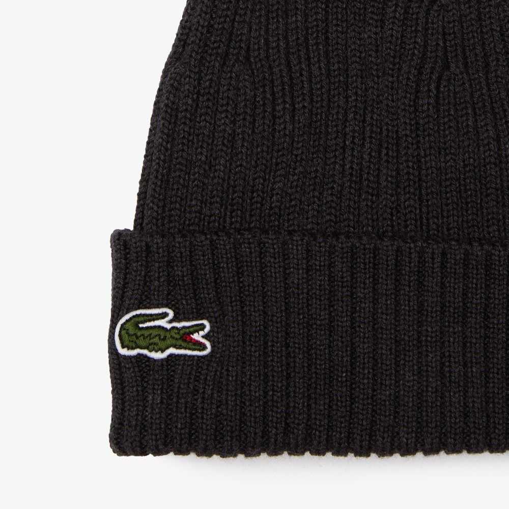 Lacoste Acanalado Lana Beanie Gris | 2576-SAXDN