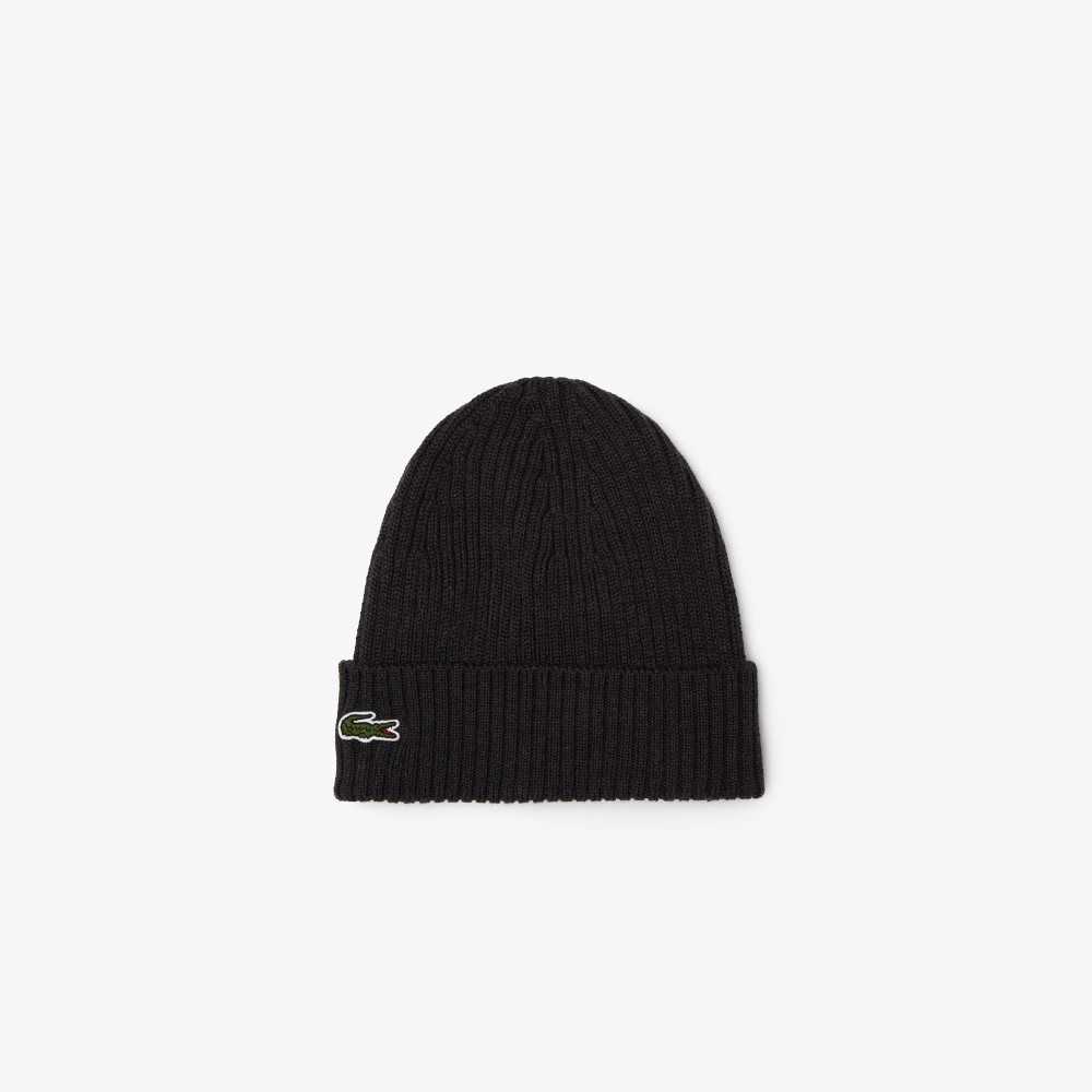 Lacoste Acanalado Lana Beanie Gris | 2576-SAXDN