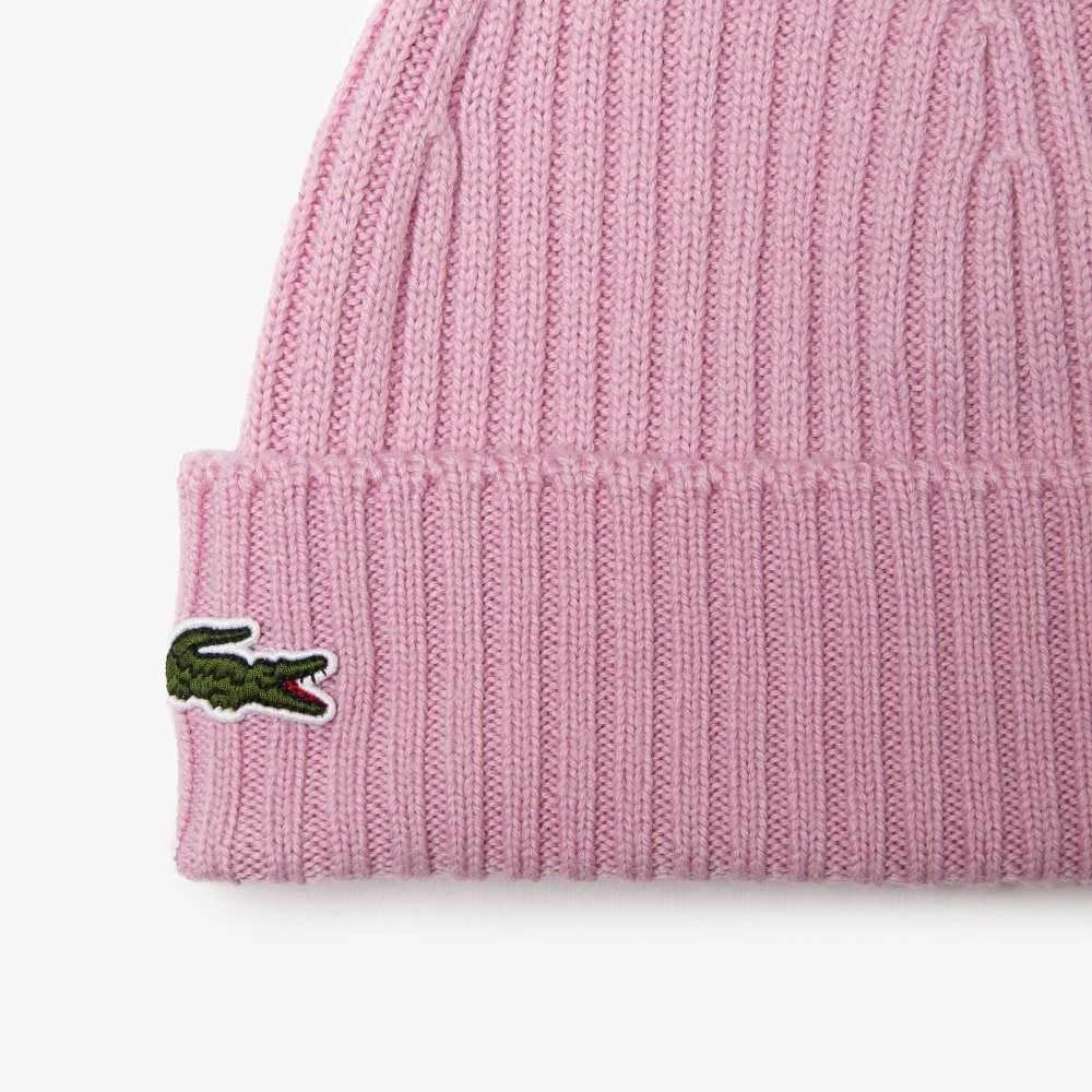 Lacoste Acanalado Lana Beanie Rosas | 7481-YVIZW