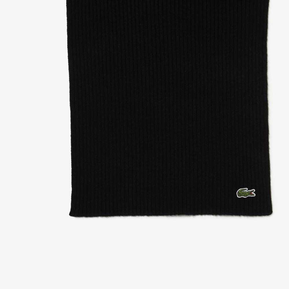 Lacoste Acanalado Lana Scarf Negras | 2350-QHTMP