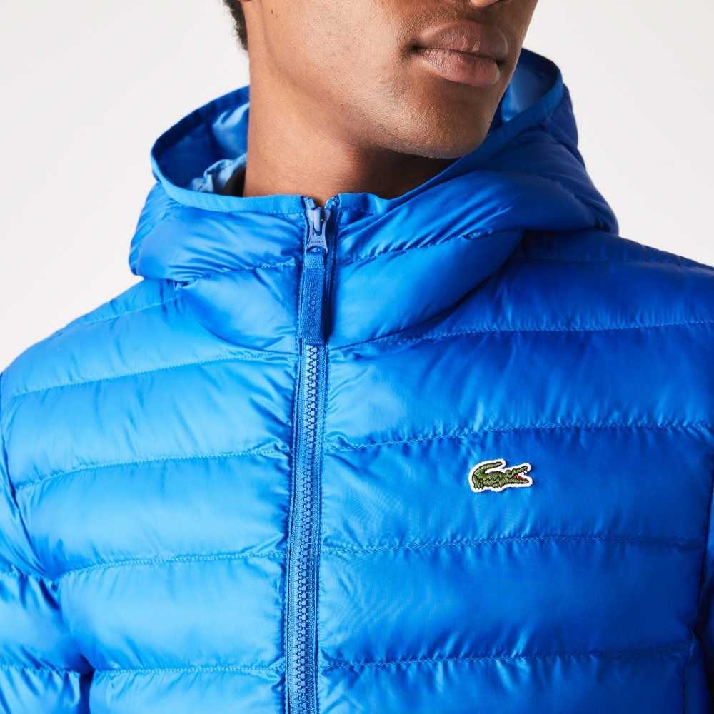 Lacoste Acolchado Encapuchado Azules | 8254-ZJYID