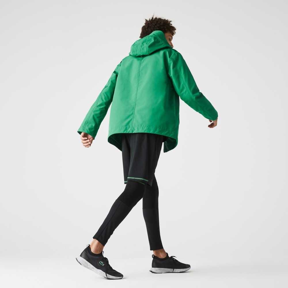 Lacoste Agua-Resistant Algodon Blend Corta Encapuchado Parka Verde | 8967-UINRQ