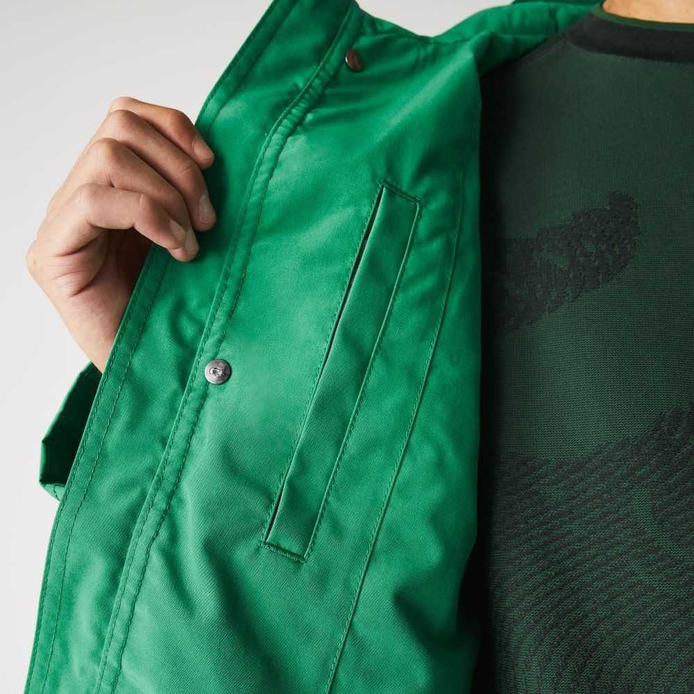 Lacoste Agua-Resistant Algodon Blend Corta Encapuchado Parka Verde | 8967-UINRQ