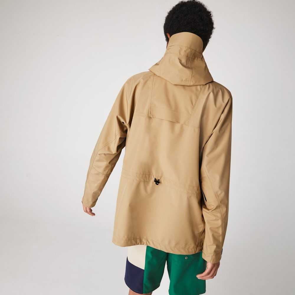 Lacoste Agua-Resistant Encapuchado Windbreaker Beige | 9314-ZGCKP