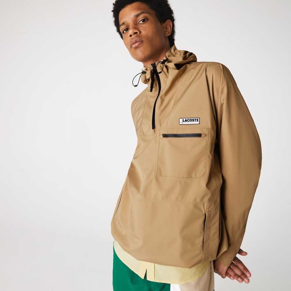 Lacoste Agua-Resistant Encapuchado Windbreaker Beige | 9314-ZGCKP