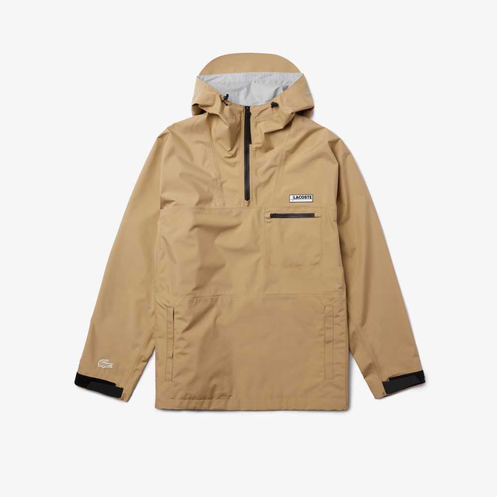 Lacoste Agua-Resistant Encapuchado Windbreaker Beige | 9314-ZGCKP