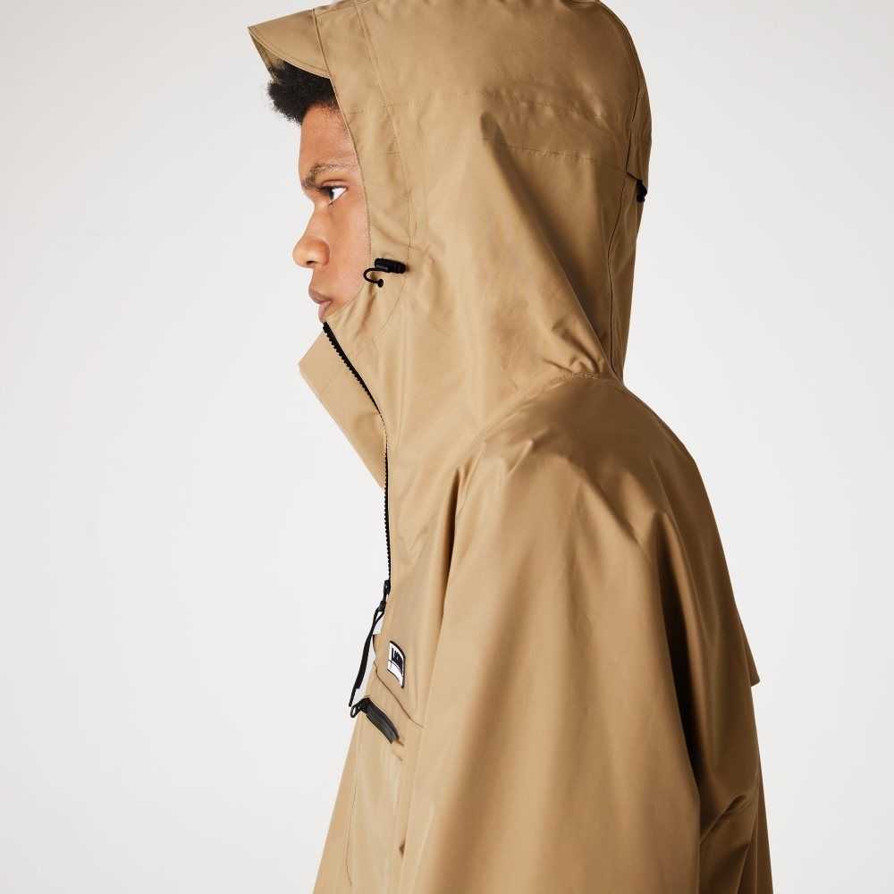 Lacoste Agua-Resistant Encapuchado Windbreaker Beige | 9314-ZGCKP