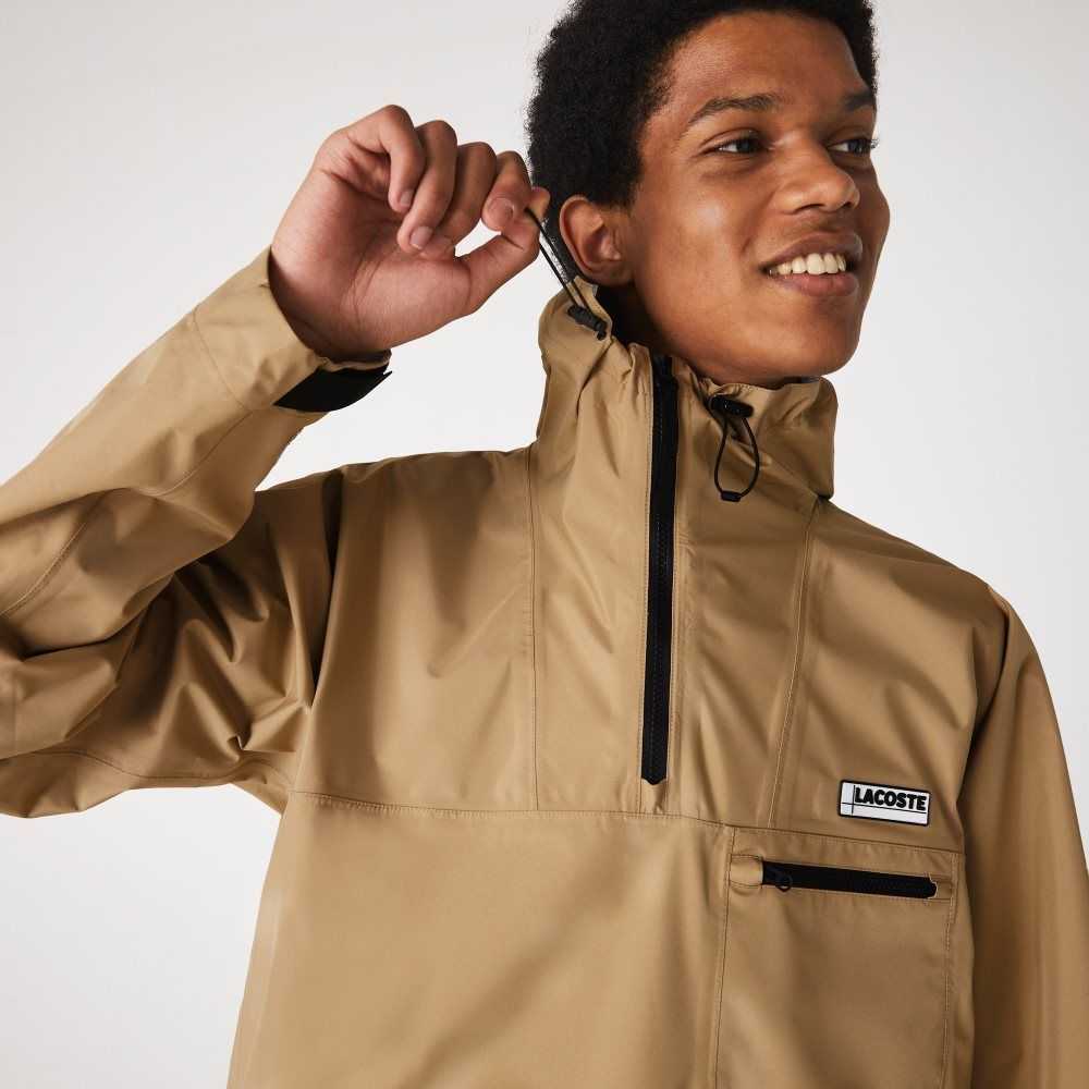 Lacoste Agua-Resistant Encapuchado Windbreaker Beige | 9314-ZGCKP