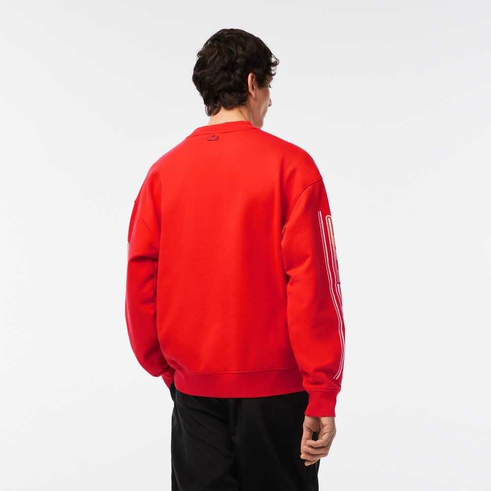 Lacoste Algodon Fleece Loose Fit Naranjas | 6017-GKNDX