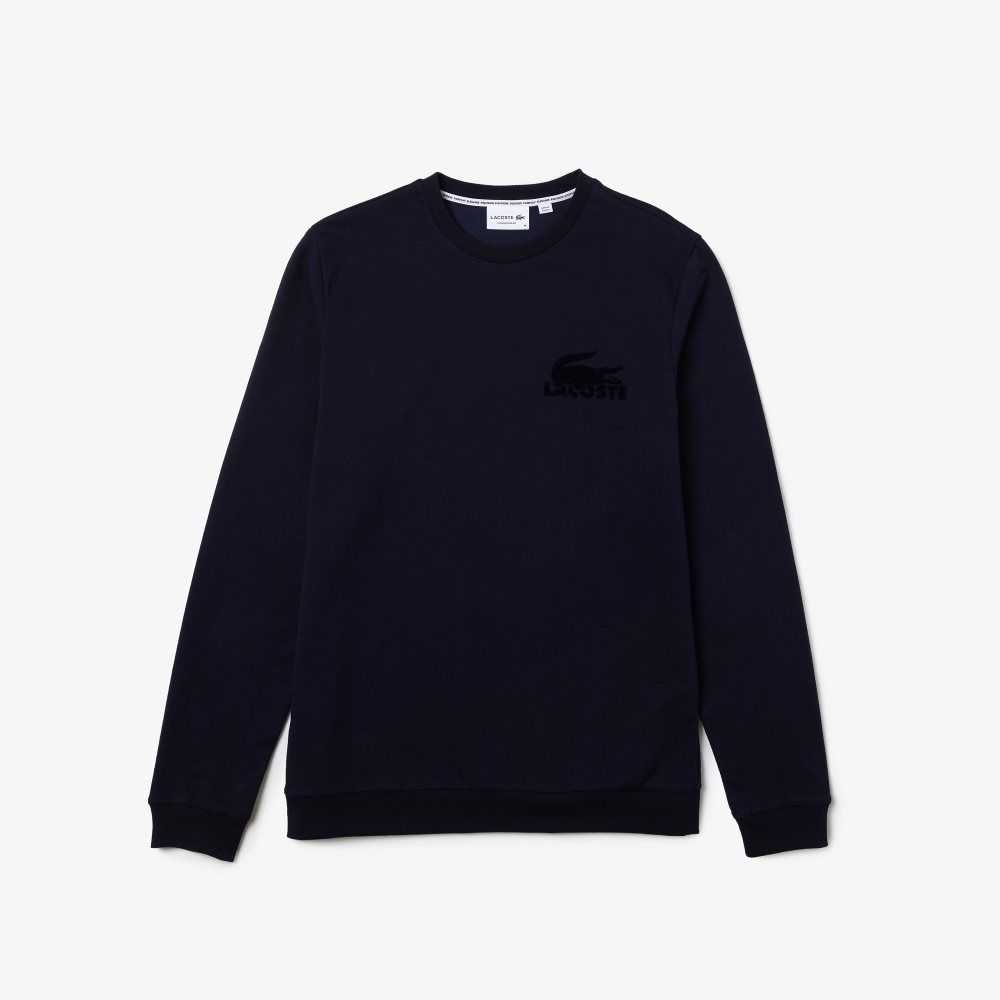 Lacoste Algodon Fleece Lounge Sweatshirt Azul Marino Azules | 1907-TZGKN