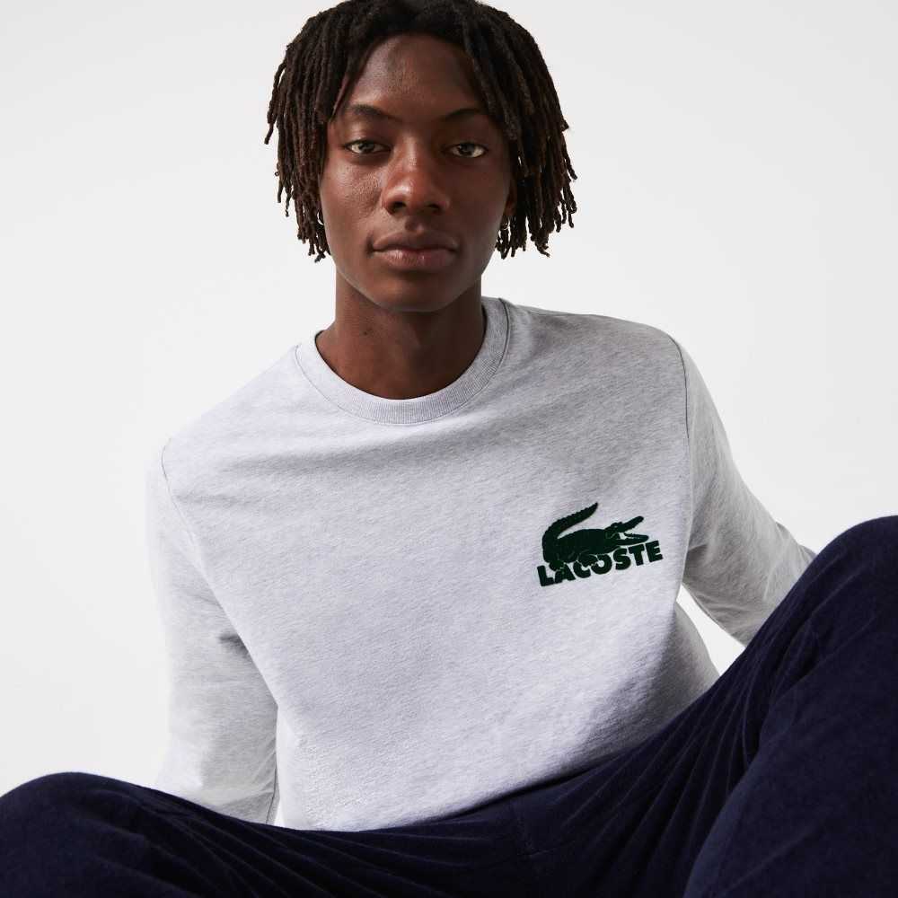 Lacoste Algodon Fleece Lounge Sweatshirt Gris Verde | 5976-DYRFV