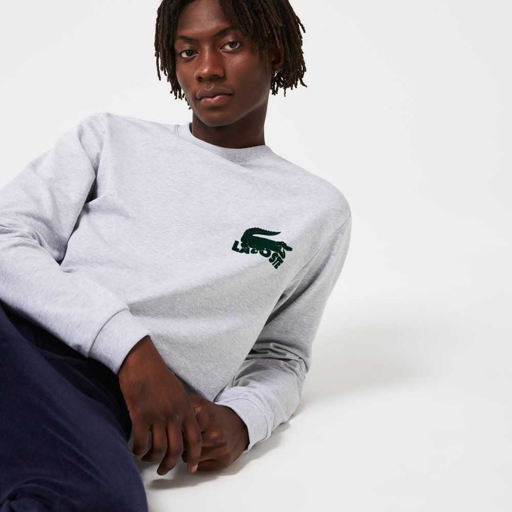 Lacoste Algodon Fleece Lounge Sweatshirt Gris Verde | 5976-DYRFV