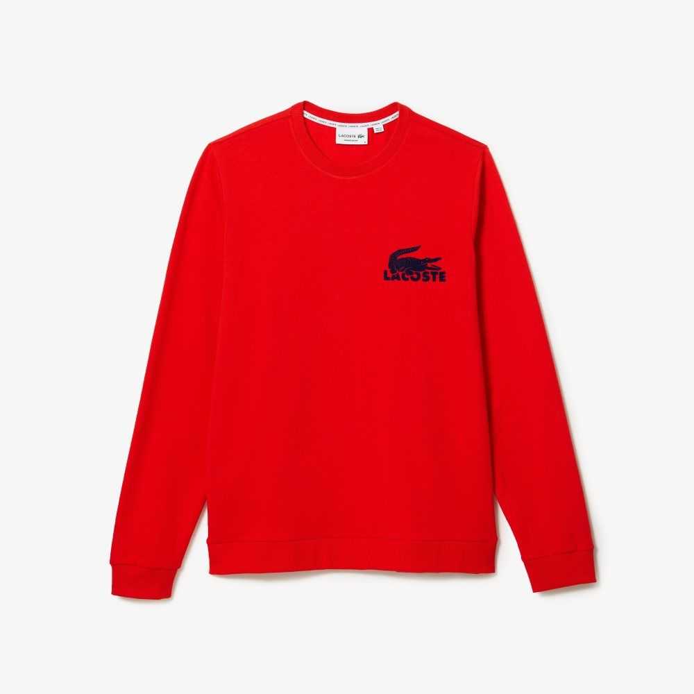 Lacoste Algodon Fleece Lounge Sweatshirt Rojas Azul Marino Azules | 6491-GWXJO