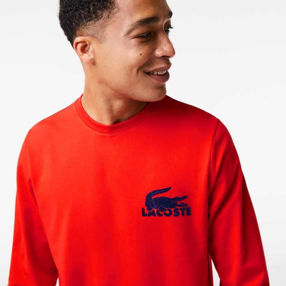 Lacoste Algodon Fleece Lounge Sweatshirt Rojas Azul Marino Azules | 6491-GWXJO