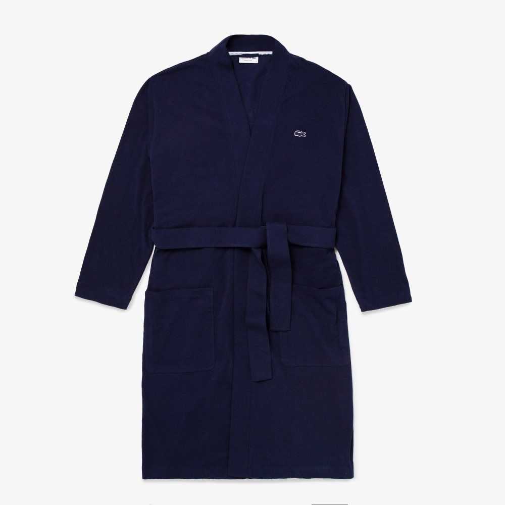 Lacoste Algodon Jersey Bathrobe Azul Marino Azules | 5826-MSETN