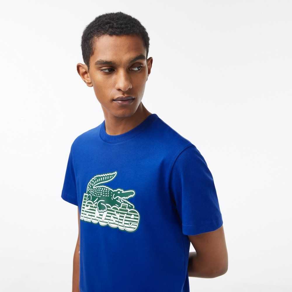 Lacoste Algodon Jersey Print Azules | 8095-BAZID