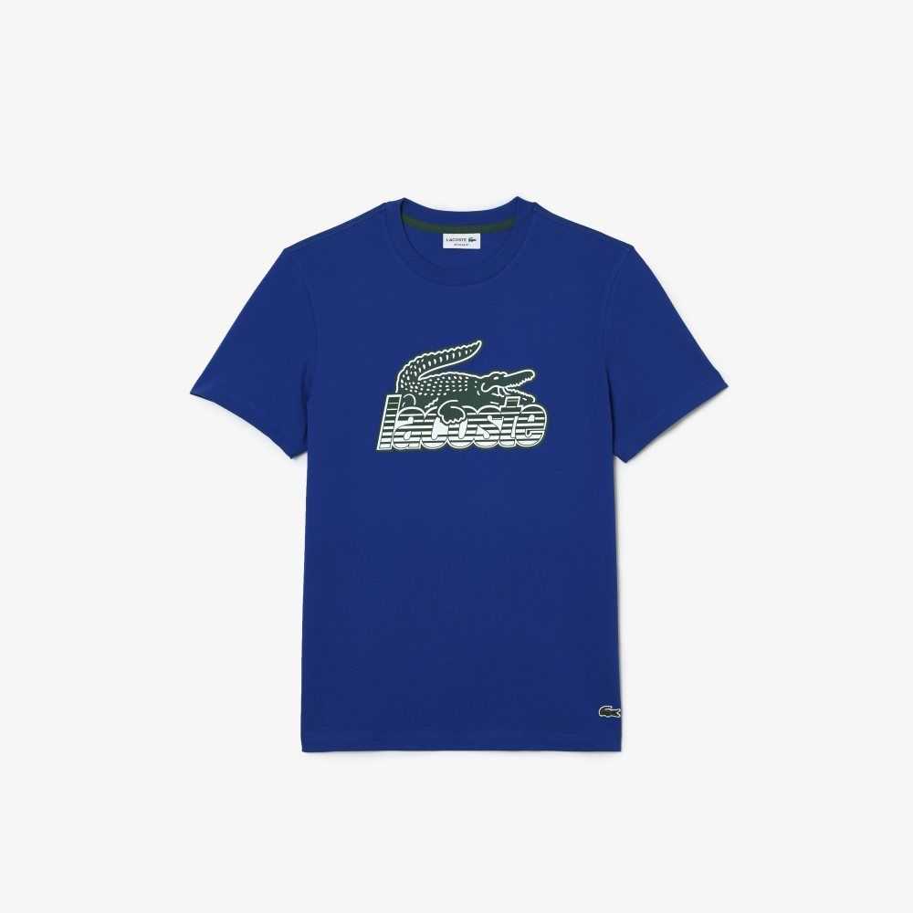 Lacoste Algodon Jersey Print Azules | 8095-BAZID