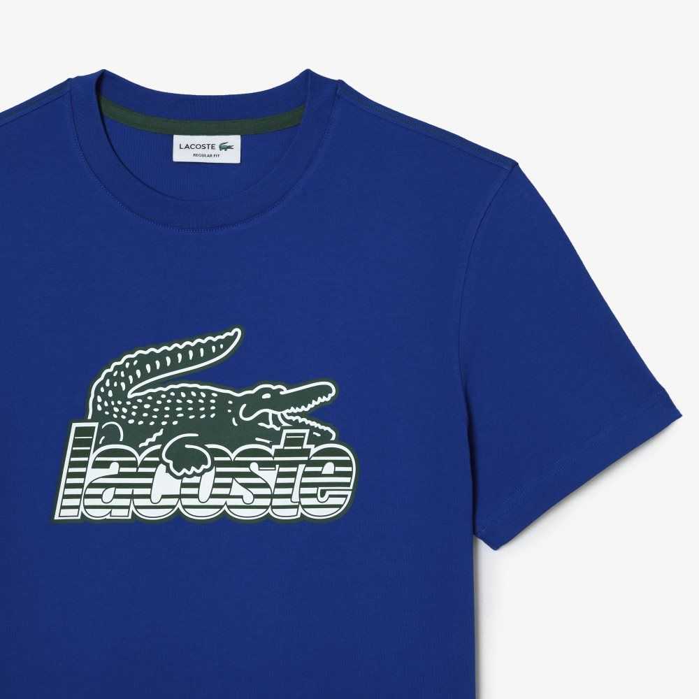 Lacoste Algodon Jersey Print Azules | 8095-BAZID