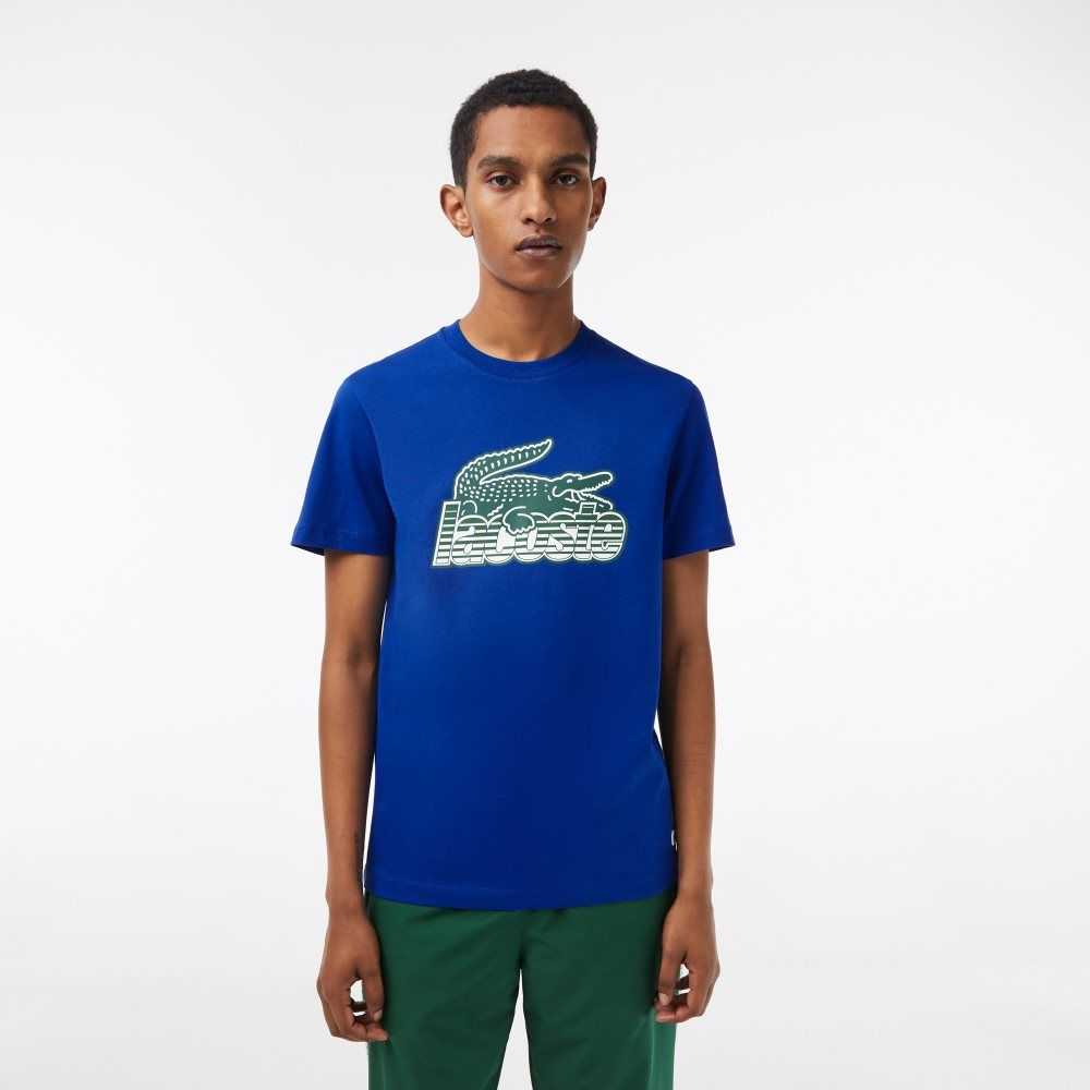 Lacoste Algodon Jersey Print Azules | 8095-BAZID