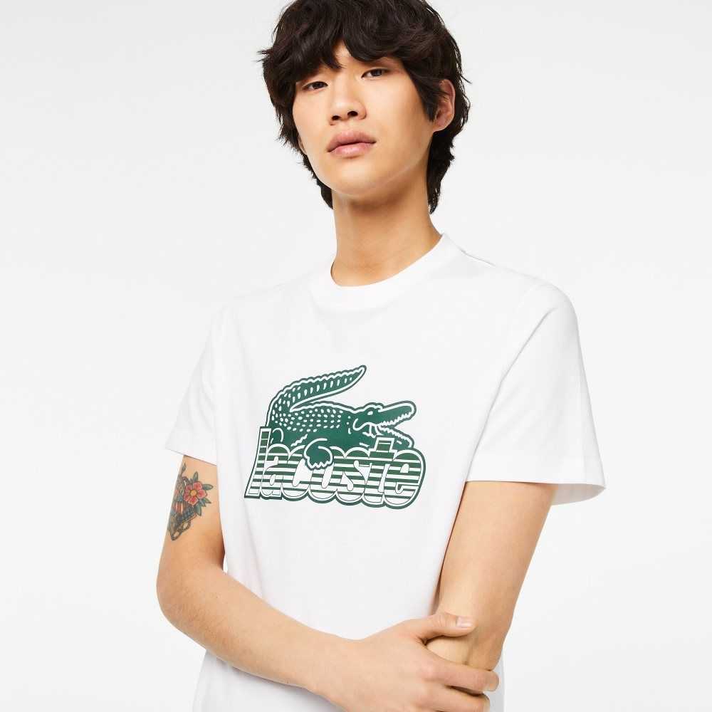 Lacoste Algodon Jersey Print Blancas | 2743-BVJLI