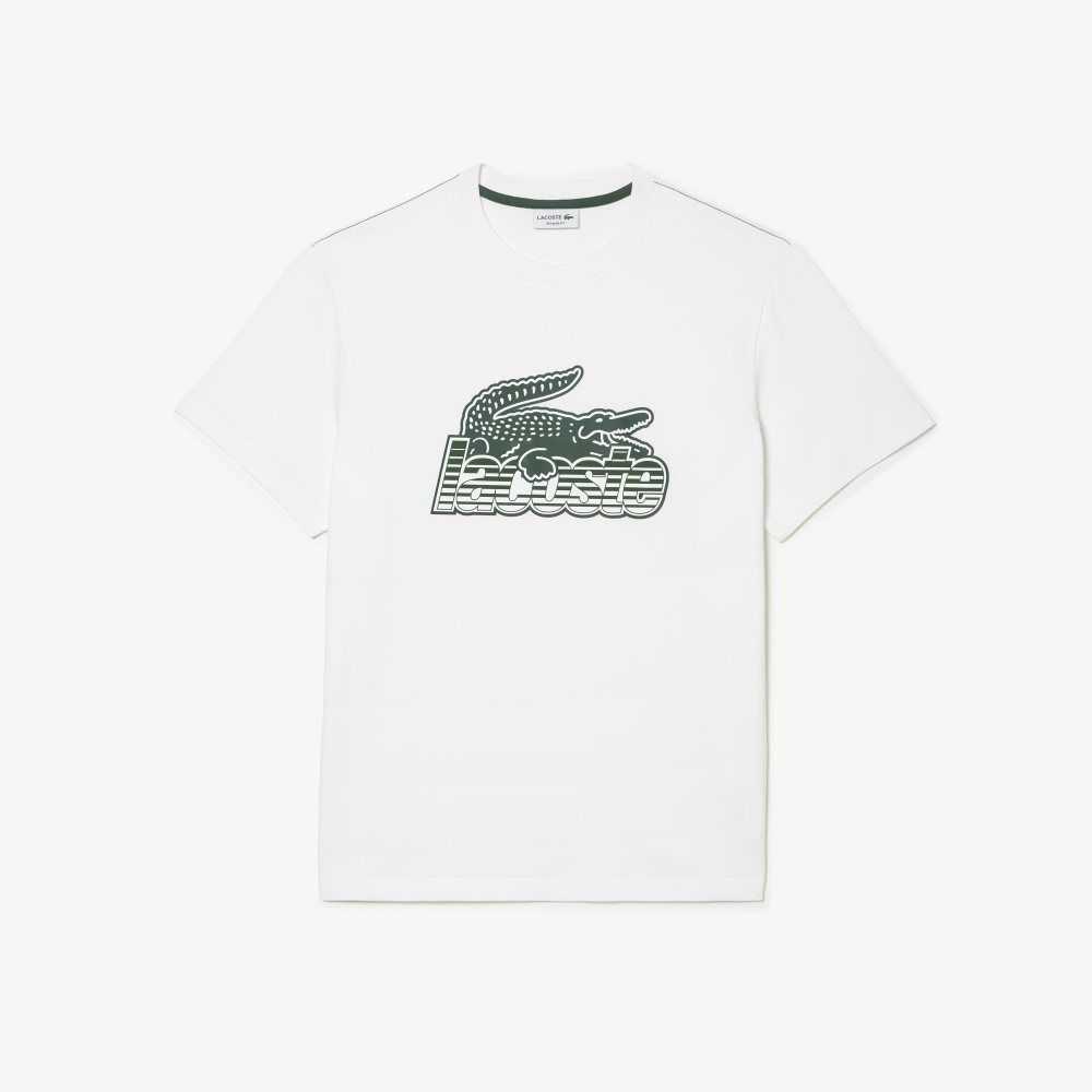 Lacoste Algodon Jersey Print Blancas | 2743-BVJLI