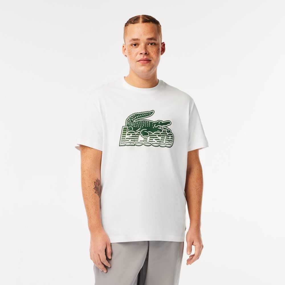 Lacoste Algodon Jersey Print Blancas | 2743-BVJLI