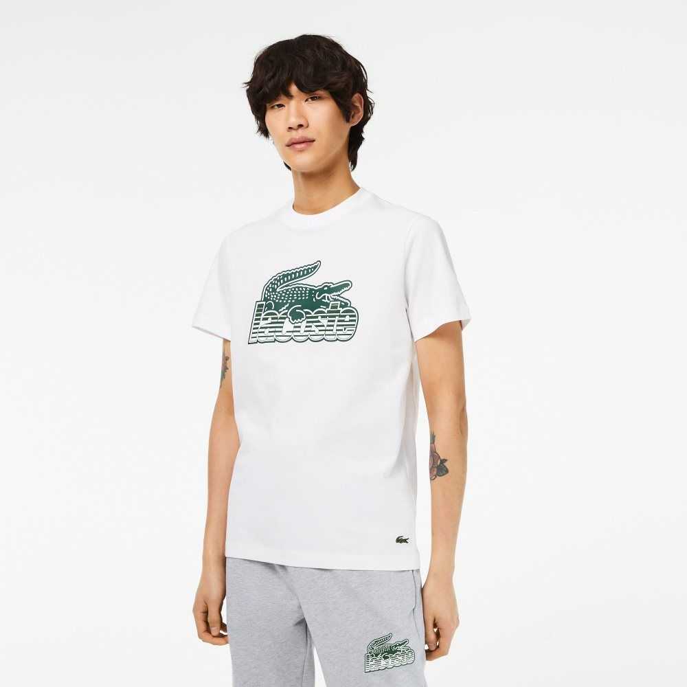 Lacoste Algodon Jersey Print Blancas | 2743-BVJLI