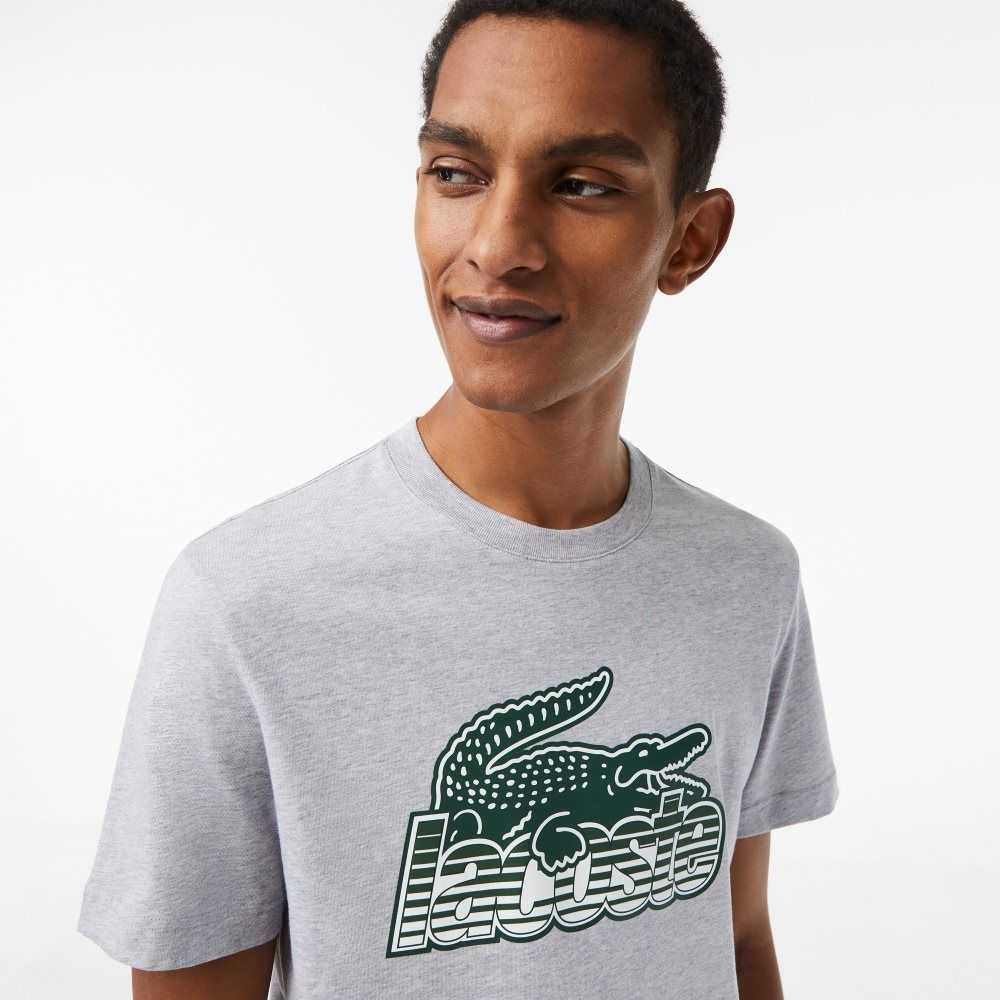 Lacoste Algodon Jersey Print Gris | 7539-ZDWHV