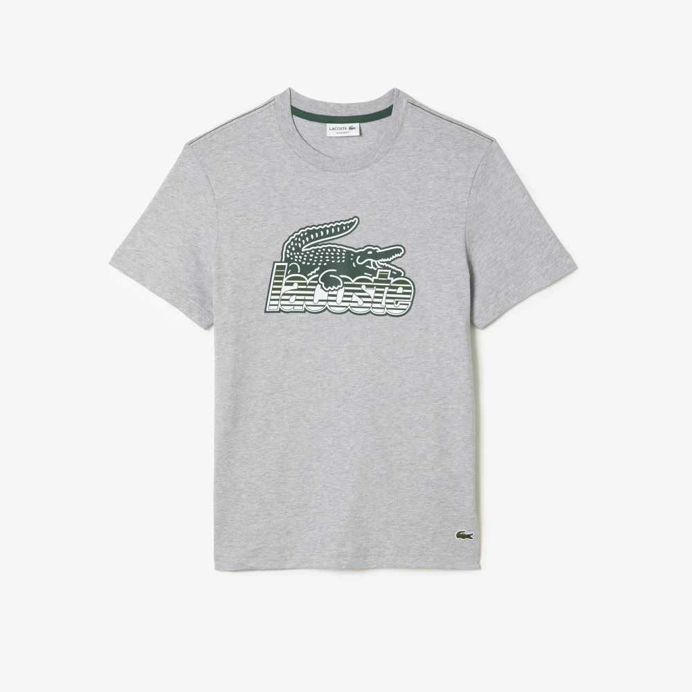 Lacoste Algodon Jersey Print Gris | 7539-ZDWHV