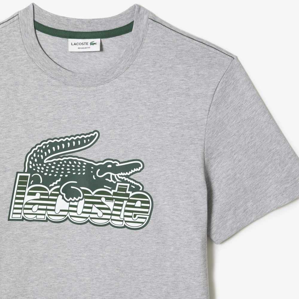 Lacoste Algodon Jersey Print Gris | 7539-ZDWHV