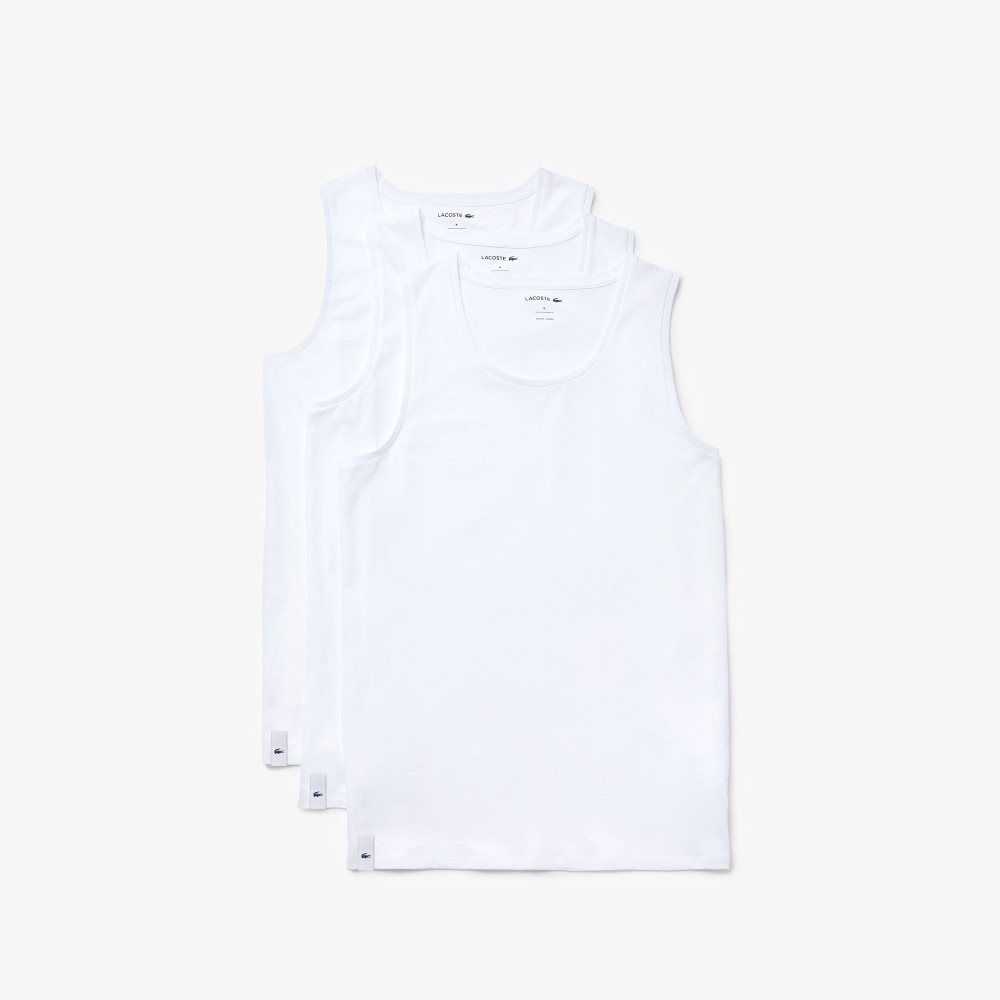 Lacoste Algodon Tank Top 3-Pack Blancas | 4793-YJVIT