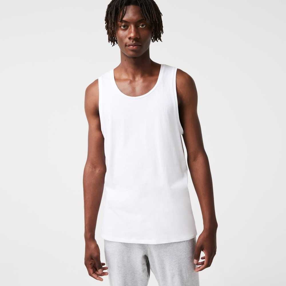 Lacoste Algodon Tank Top 3-Pack Blancas | 4793-YJVIT